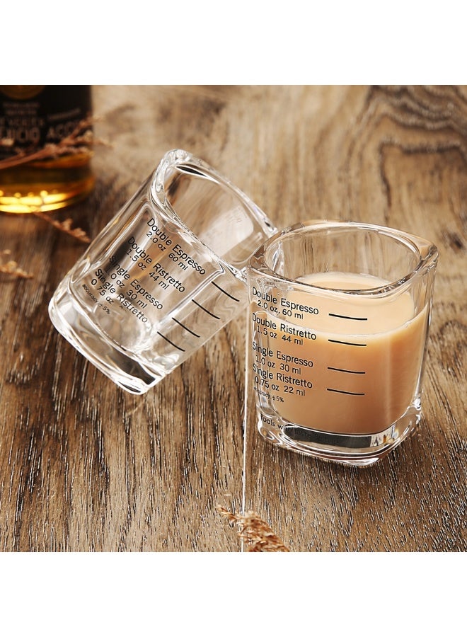 كوب معيار زجاج مدرّج بتصميم مربع، كوب إسبرسو بمقياس واضح لقياس السوائل بدقة، مناسب لتحضير القهوة والمشروبات والاستخدام اليومي في المطبخ - Image 3